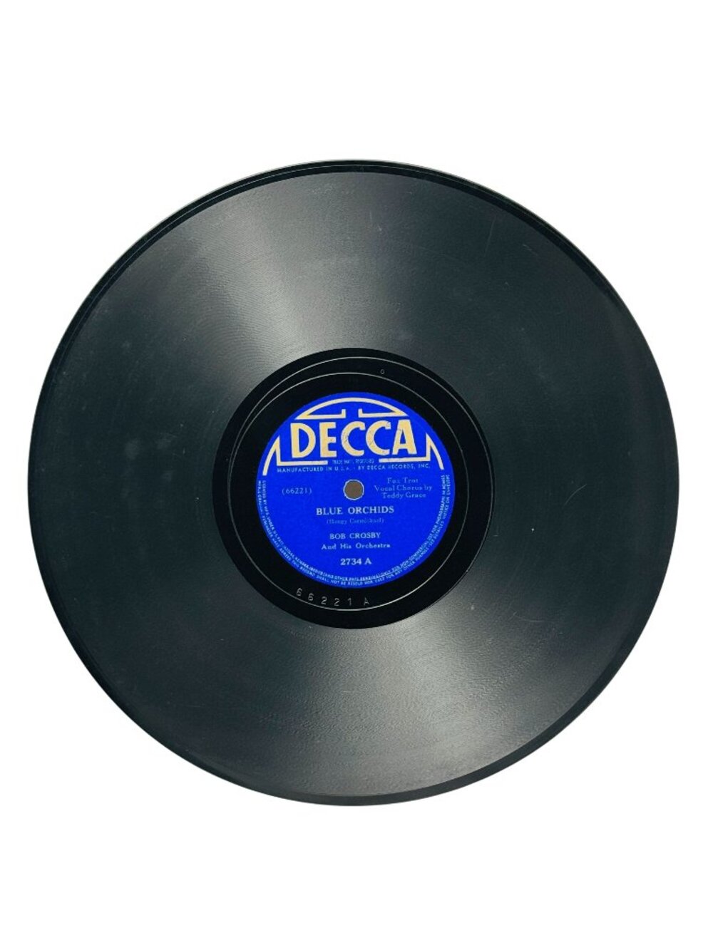 Bob Crosby Blue Orchids 78 RPM 10 Inch Shellac Record Decca 2734 VG+